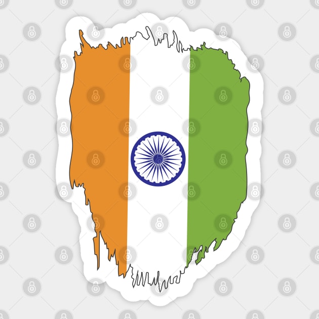 India Flag in Tricolor with Ashoka Chakra Desi Indian Sticker by alltheprints